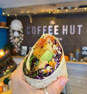 Our famous vegan wrap! at The Coffee Hut in Helston