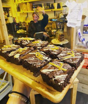 Vegan and gluten free chocolate orange brownies at The Coffee Hut in Helston