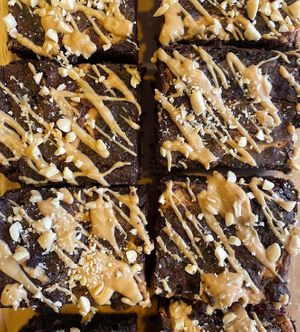 vegan peanut butter brownies at The Coffee Hut in Helston