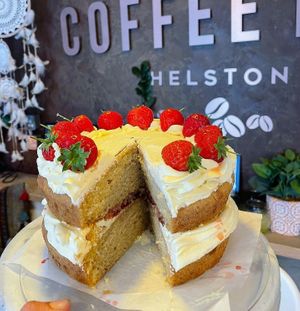 Vegan vicky sponge cake at The Coffee Hut in Helston