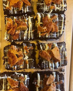 vegan and gluten free honeycomb brownies at The Coffee Hut in Helston