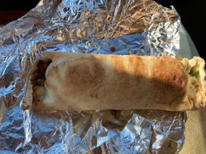 Mujadara sandwich. Carry out  at Sittoos in Parma