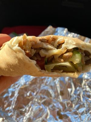 Mujadara sandwich. Carry out.  at Sittoos in Parma