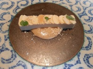 Tofu with sauce. lack a photo of some red salad at Cổ Đàm Chay in Hanoi