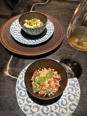 Truffle rice and pomelo salad. No leftovers went to waste!   at Cổ Đàm Chay in Hanoi