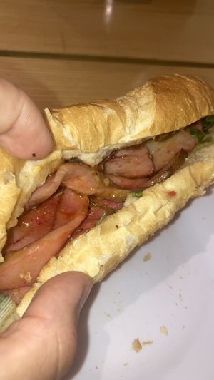 Bbq pork banh mi  at Bánh mí Vegan Vietnam in Hanoi