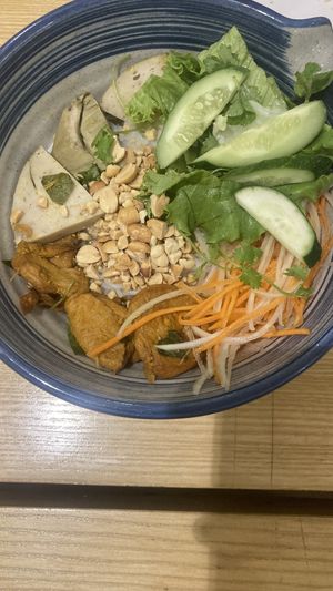 Southern fried noodles  at Bánh mí Vegan Vietnam in Hanoi