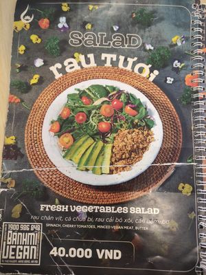 Menu at Bánh mí Vegan Vietnam in Hanoi