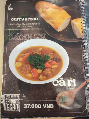 Menu at Bánh mí Vegan Vietnam in Hanoi