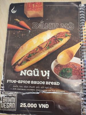 Menu at Bánh mí Vegan Vietnam in Hanoi