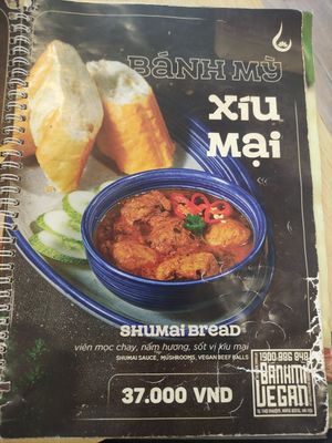 Menu at Bánh mí Vegan Vietnam in Hanoi
