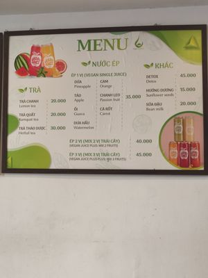 Menu at Bánh mí Vegan Vietnam in Hanoi