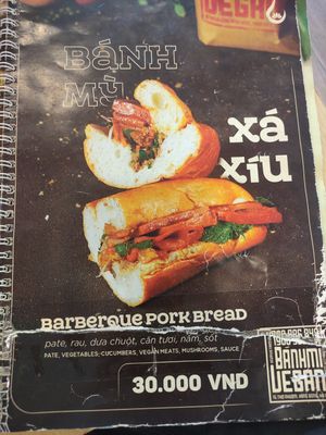 Menu at Bánh mí Vegan Vietnam in Hanoi