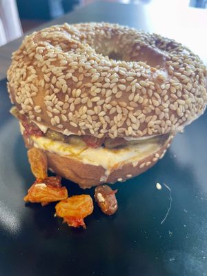 The brave bagel   at greenhouse coffee + plants in Corvallis