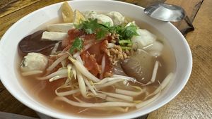 Noodle in “pink sauce”   at Universal Vegan in Hua Hin
