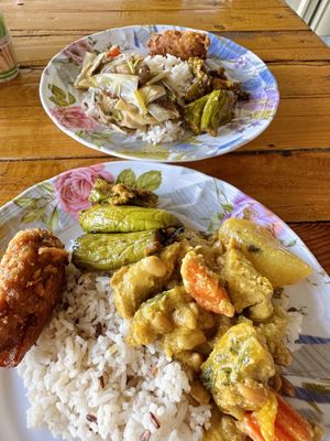 Rice with 3 toppings (45 THB)  at Universal Vegan in Hua Hin