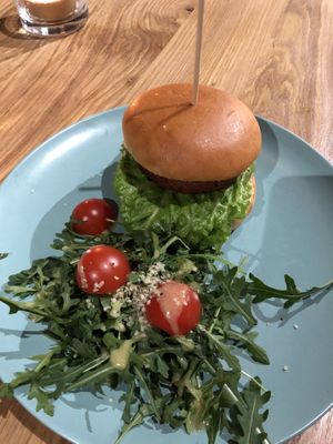 Pea burger   at Hop & Vine Stockholm in Stockholm