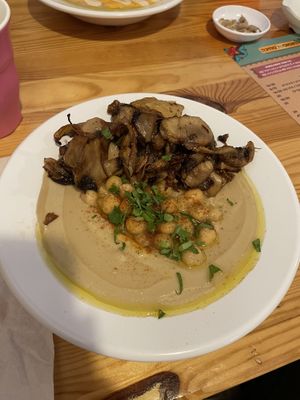 Hummus with mushrooms   at The Hummus of Tahini in Sderot