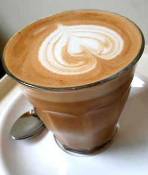 Latte made silky smooth with Oatly.  They do coffee right! at Coloured Bean in Seoul