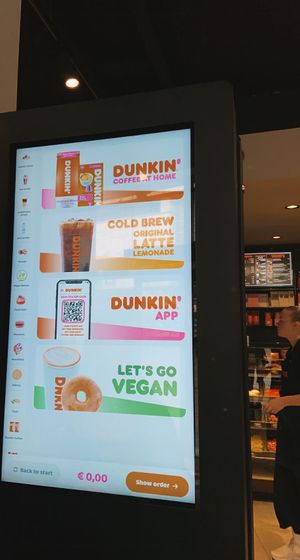 vegan section on menu :,)  at Dunkin' - Stationsplein in Amsterdam