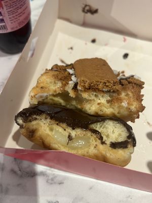 speculoos cream and boston cream donuts  at Dunkin' - Stationsplein in Amsterdam