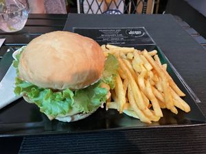 Green burger & fries  at Green Burger in Lisbon