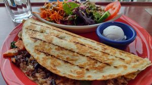 Tijuana Tortada with side salad at The Cheeze Factory Restaurant in Baraboo
