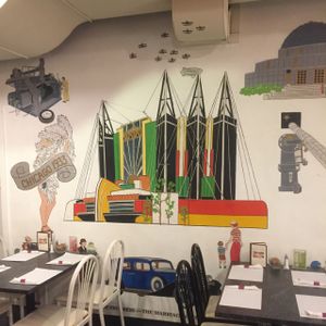 beautiful artwork on the walls at The Cheeze Factory Restaurant in Baraboo