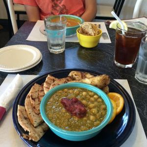 chickpea chili and pumpkin soup at The Cheeze Factory Restaurant in Baraboo