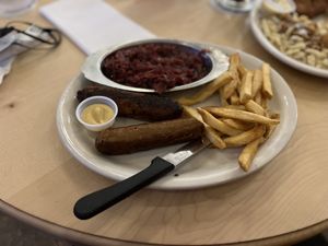 Vegan sausage entree  at Hollerbach's Willow Tree Cafe in Sanford