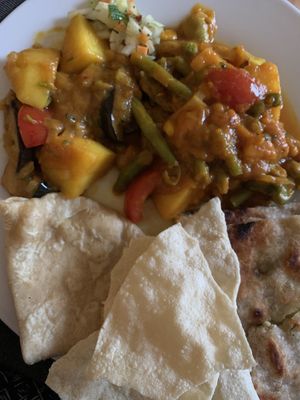 Veg curry with aubergine side dish & breads   at Indian Hitchin  in Hitchin