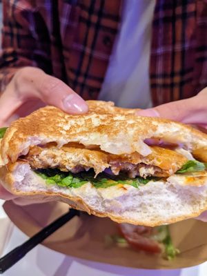 Chipotle chicken sandwich at Meta Burger in Boulder