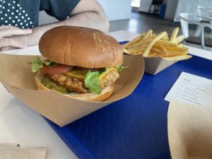 Deluxe chicken sandwich  at Meta Burger in Boulder