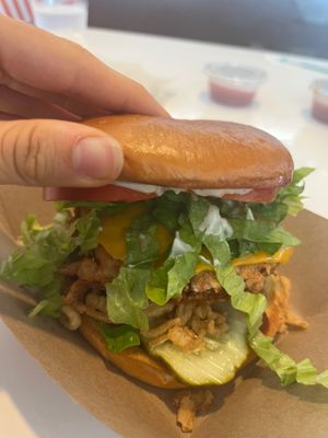 Vegan Cowboy Chicken Sandwich at Meta Burger in Boulder