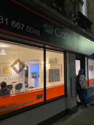 Outside  at Cafe Andamiro in Edinburgh