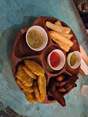 Sides sampler at Fritas Cuban Burger Cafe in Key West
