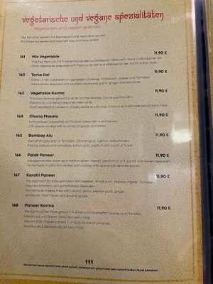 Karte at Naan N Curry in Gera