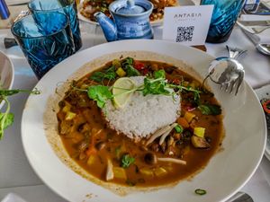 Vegetable curry at Antasia Beach Club in Paphos