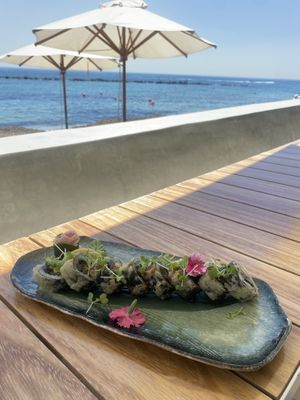 The vegan sushi with mushroom  at Antasia Beach Club in Paphos
