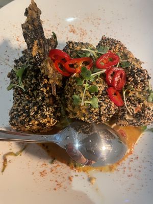 Sesame tofu with vegetables curry  at Antasia Beach Club in Paphos