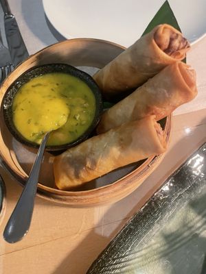 Homemade veggies spring rolls   at Antasia Beach Club in Paphos