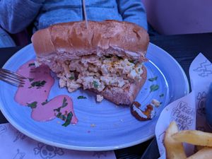 Lobsterroll at Vegan Junkhouse Club in Munich