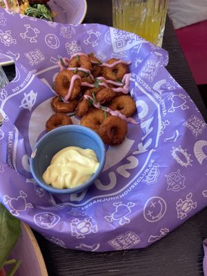 Fried Calmari / Shrimp  at Vegan Junkhouse Club in Munich