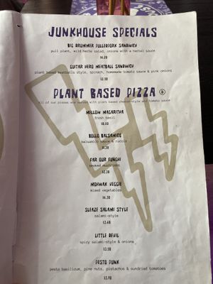 Pizza menu  at Vegan Junkhouse Club in Munich