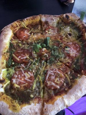 Pesto pizza   at Vegan Junkhouse Club in Munich