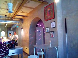 Inside view from table near door #Veganuary at Ameaça Vegetal in Lisbon