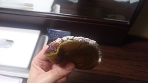 Amazing super tasty vegan dorayaki (note this one was my second one that travelled in my pocket all day, they look much better fresh, but this was as good as it can get!) at Dolala in Yokohama