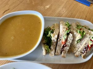 Hummus sandwich and soup of the day combo   at Corner on the Square in Beauly