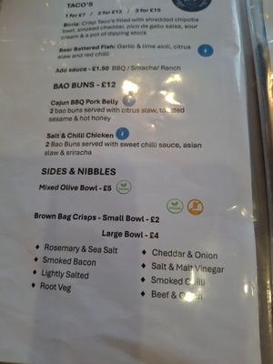 November 2025 - menu showing vegan snacks at Corner on the Square in Beauly