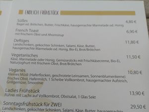 Speisekarte at Café Endlich in Bad Koenig